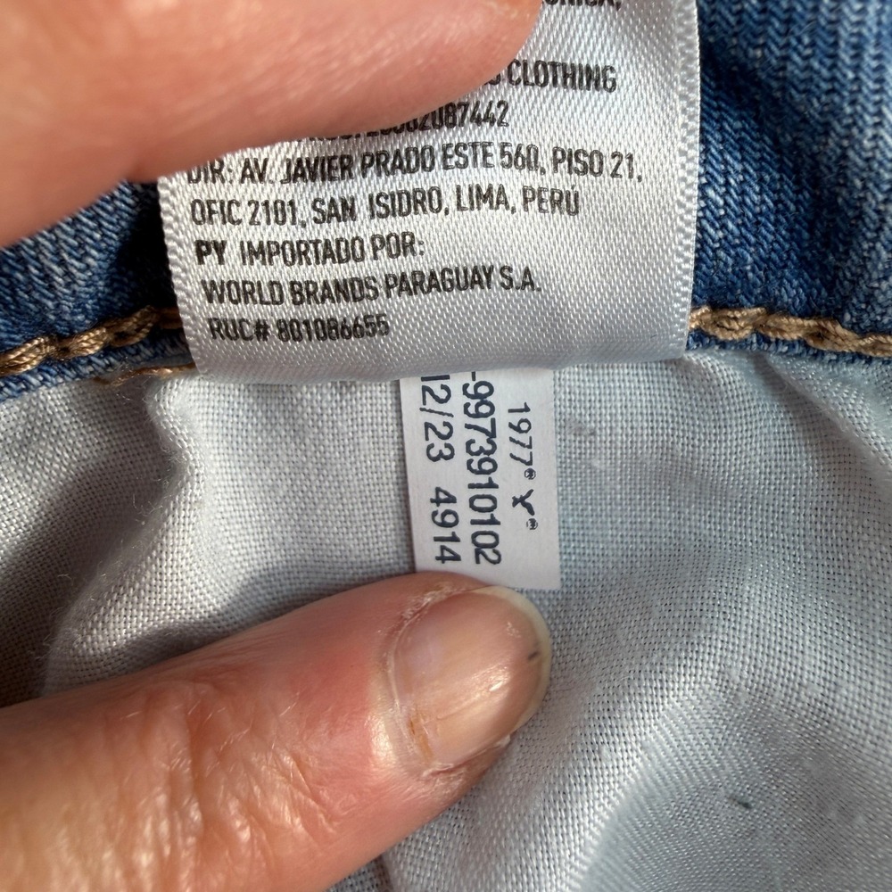 American Eagle 12 Super High Rise Baggy Wide Leg Cargo Stretch Jeans Light Blue - Picture 12 of 16